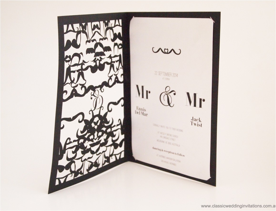 Same Sex Marriage Wedding Invitations Classic Wedding Invitations Mr and Mr Moustache