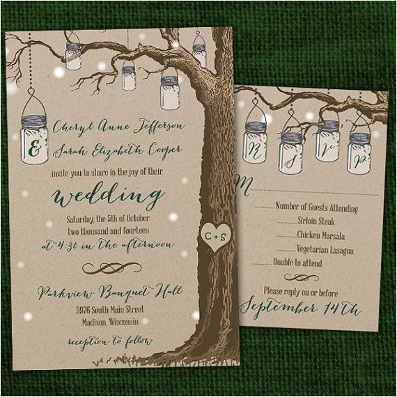 Same Sex Marriage Wedding Invitations Rustic Hanging Mason Jar Same Sex Wedding Invitations