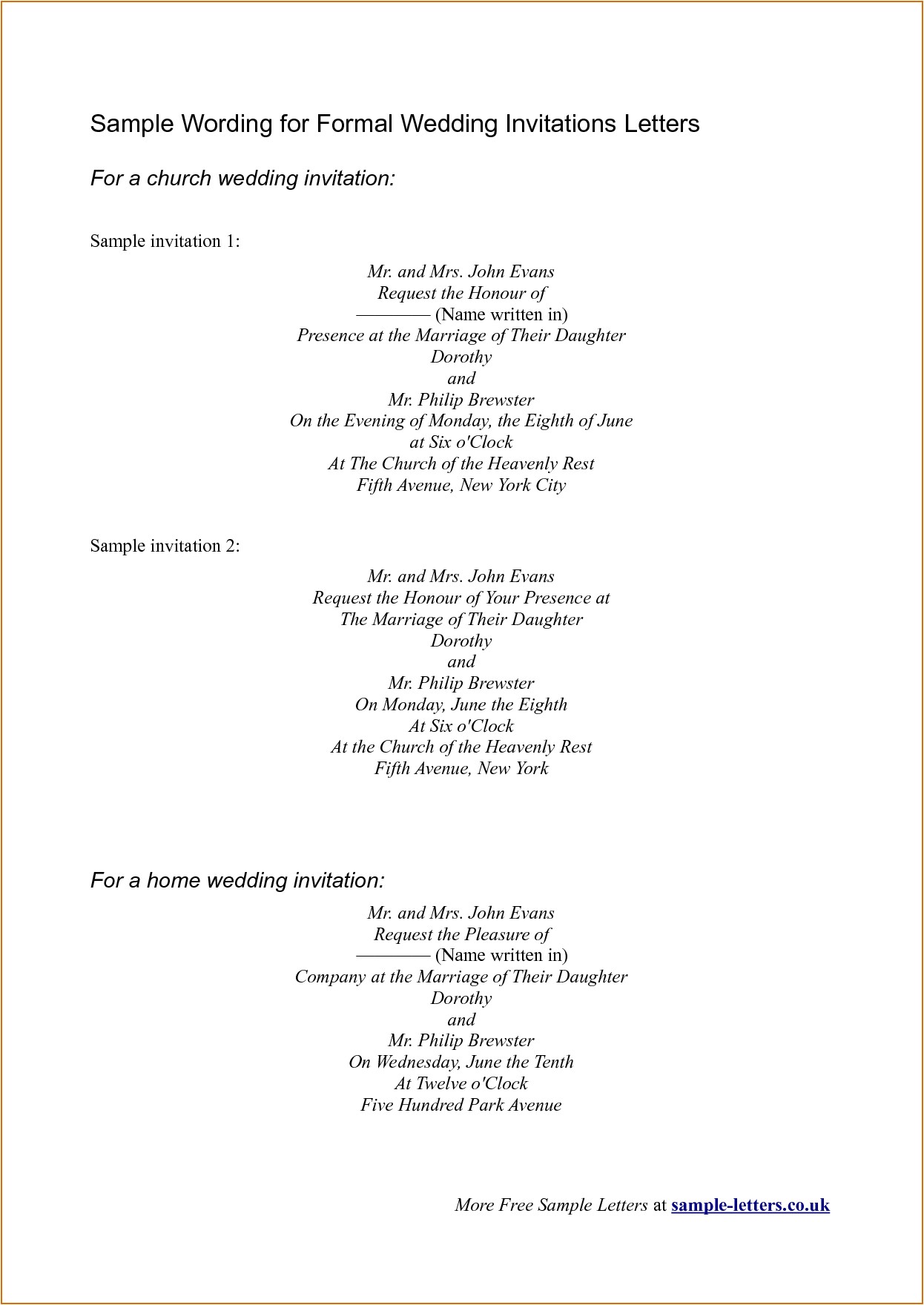 Samples Of Wording for Wedding Invitations 12 Sample Wording for Wedding Invitations