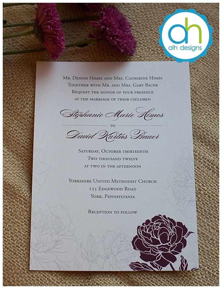 Sangria Color Wedding Invitations Sangria and Gray Colored Flower Wedding Invitation April