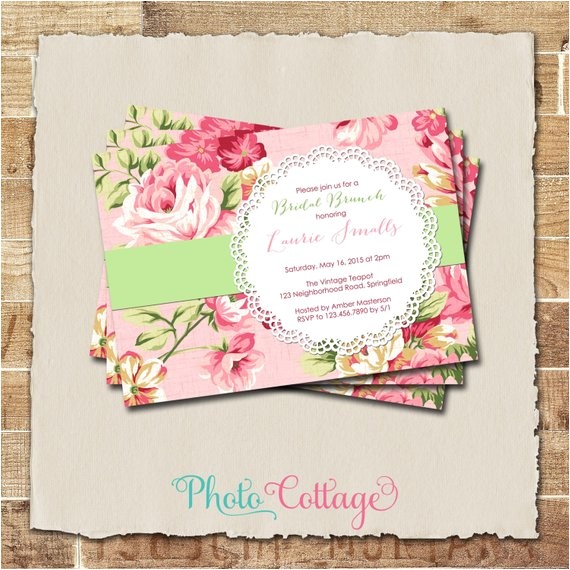 Shabby Chic Wedding Shower Invitations Shabby Chic Bridal Brunch Invitation Bridal Shower