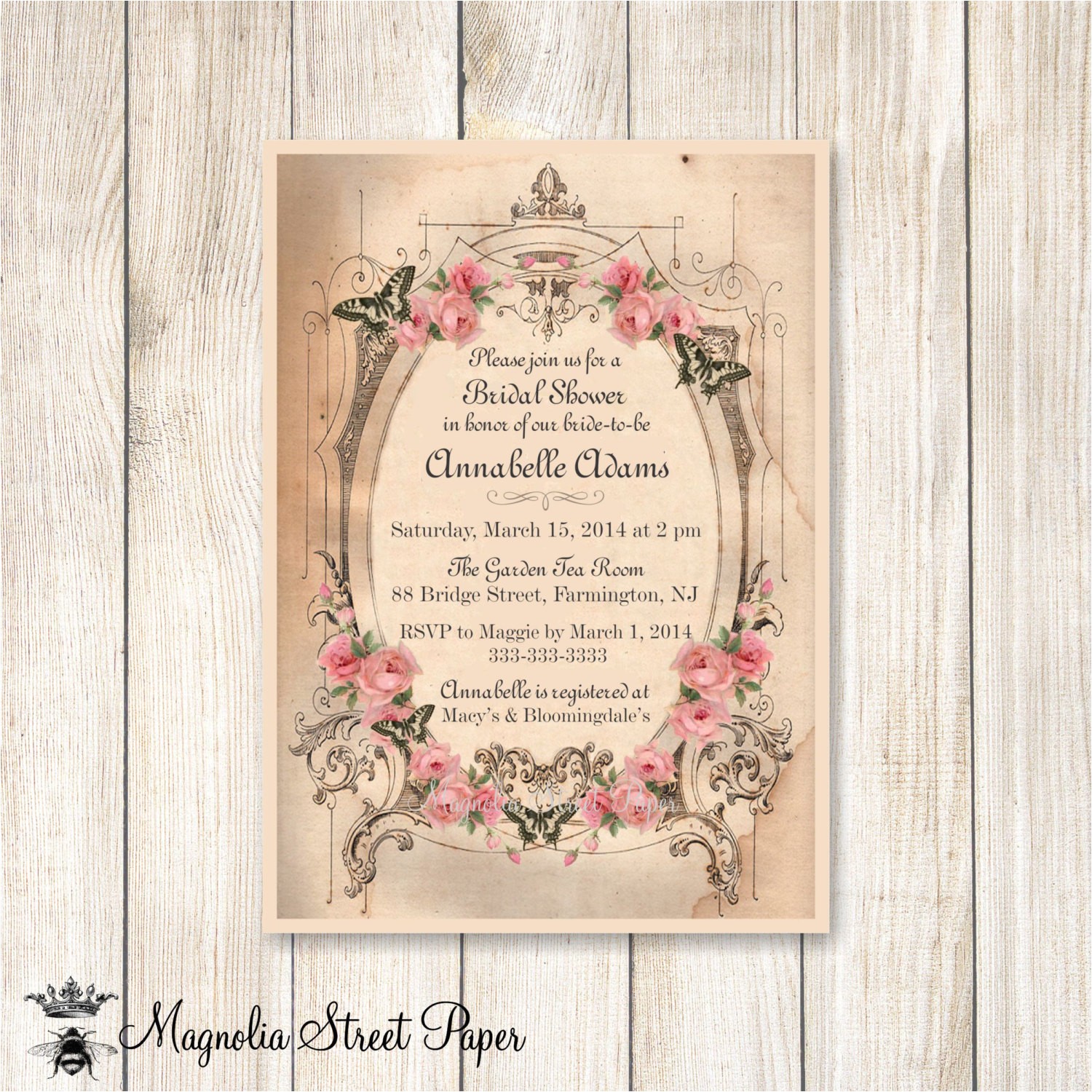Shabby Chic Wedding Shower Invitations Shabby Chic Bridal Shower Invitation Vintage Pink Roses and