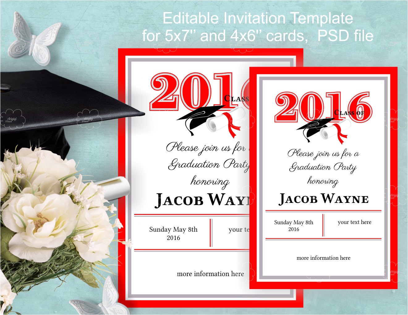Small Graduation Party Invitations Graduation Invitation Template Instant Download by