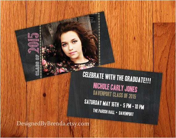 Small Graduation Party Invitations Mini Chalkboard Graduation Invitation Small by