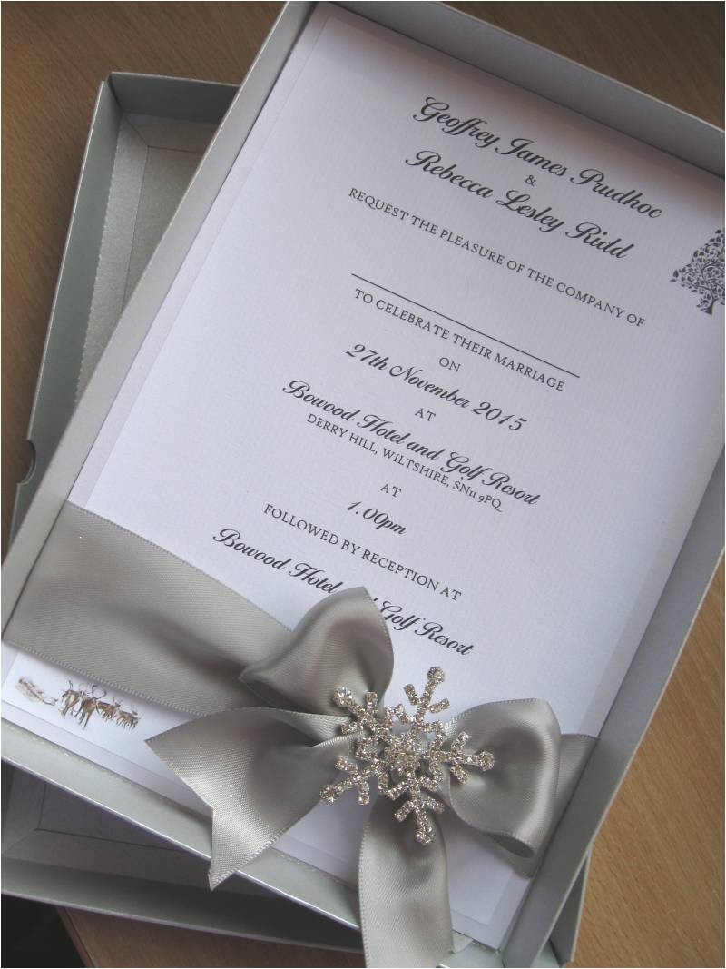 Snowflake themed Wedding Invitations Winter themed Luxury Boxed Wedding Invitation Large