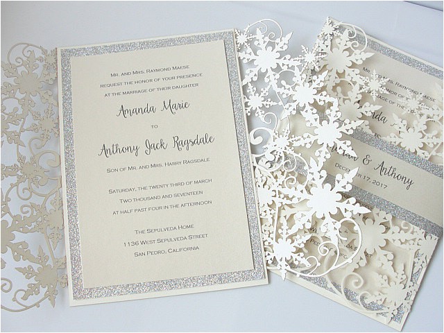 Snowflake themed Wedding Invitations Winter Wonderland Wedding Invitation Snowflake Wedding Invite