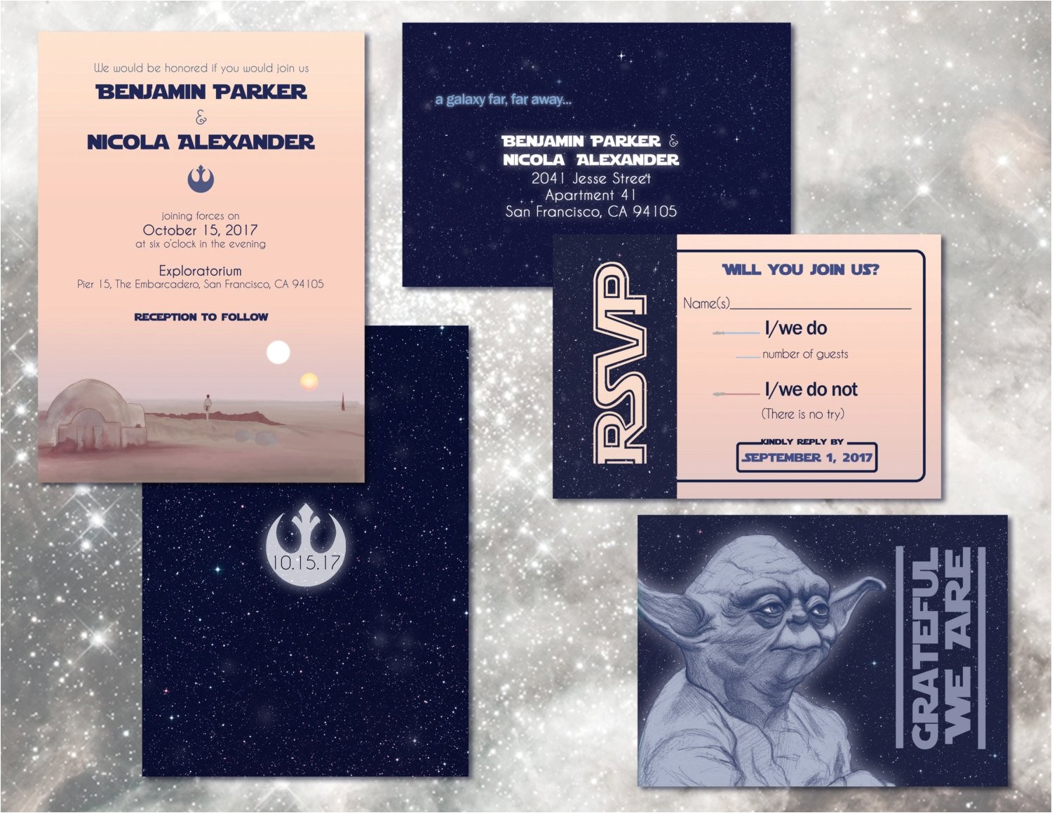 Star Wars Wedding Invitations Star Wars Wedding Invitation Set Digital Custom Invitations