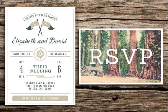 Summer Camp Wedding Invitations Redwoods Camp Wedding Invitation Vintage Postcard Rsvp Summer Camp Wedding Invitations Redwoods Camp Wedding Invitation Vintage Postcard Rsvp