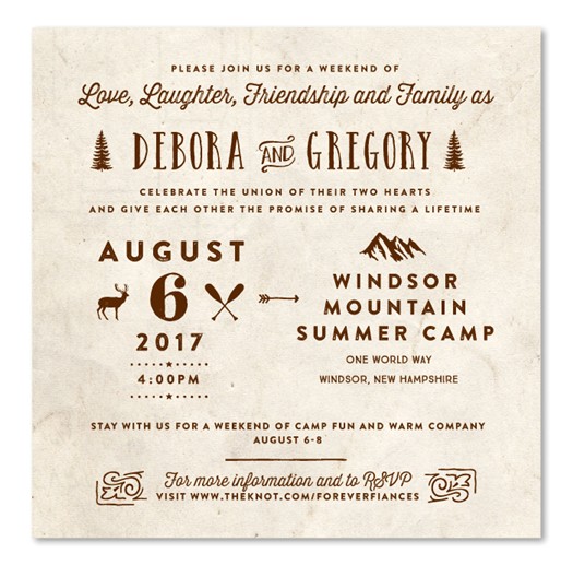 Summer Camp Wedding Invitations Summer Camp Wedding Invitations On Vintage 100 Recycled Summer Camp Wedding Invitations Summer Camp Wedding Invitations On Vintage 100 Recycled