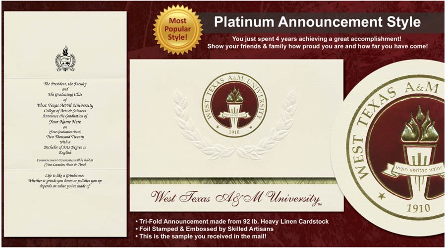 Tamu Graduation Invitations West Texas A M University Graduation Announcements West Tamu Graduation Invitations West Texas A M University Graduation Announcements West