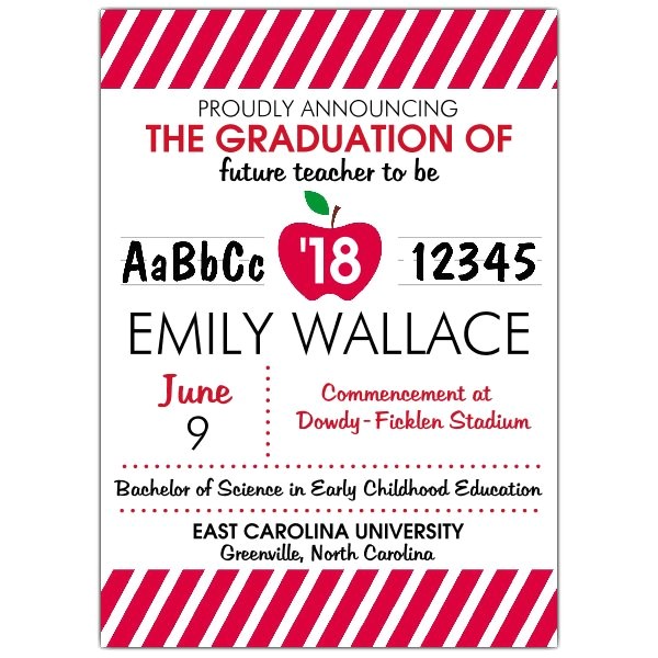 Teacher Graduation Invitations Apple for the New Teacher Graduation Announcements
