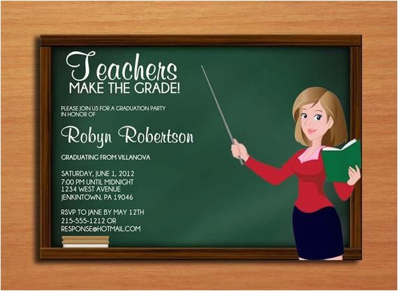 Teacher Graduation Invitations Teacher Education Degree Graduation Party Invitation Cards