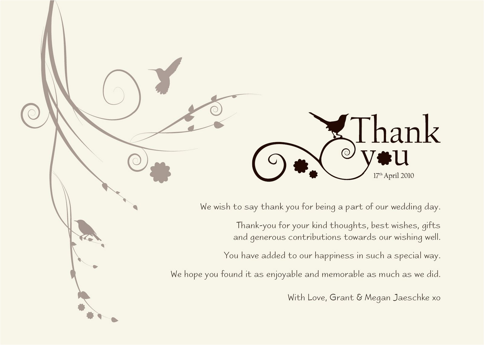 Thank You Message for Wedding Invitation Thank You Wedding Wording Did Not attend Invitations and