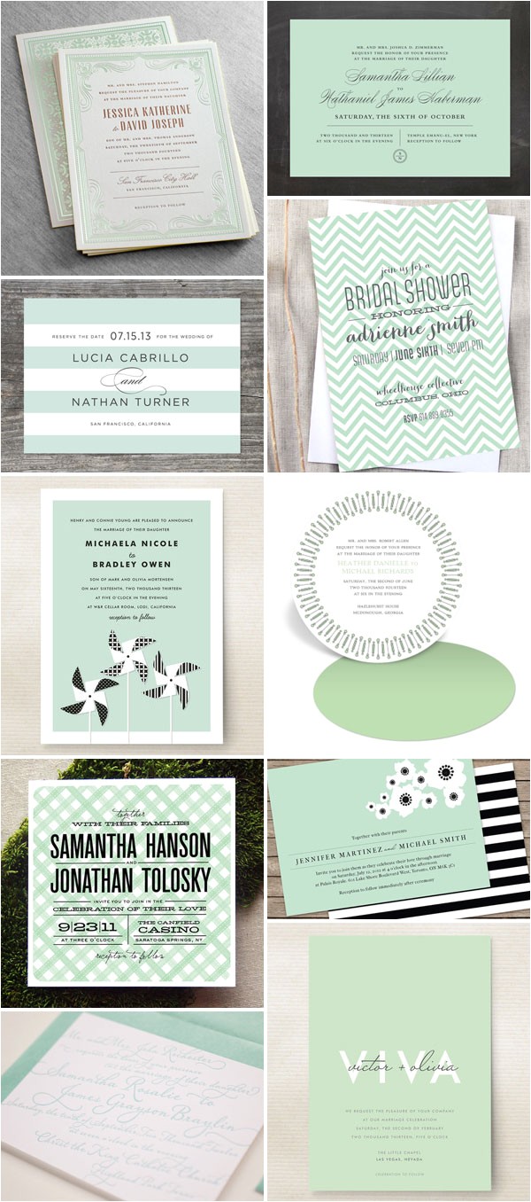 The Mint Wedding Invitations Wedding Invitation Color Trend Mint Green Invitation Crush