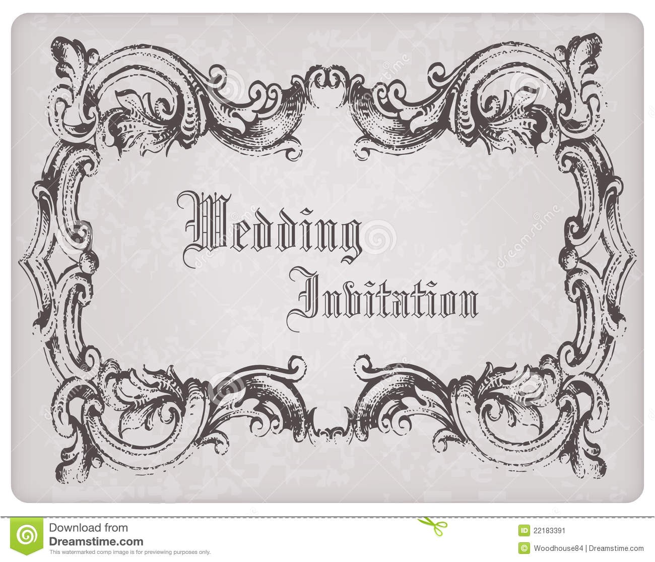 Time Frame for Wedding Invitations Retro Wedding Invitation Postcard with Frame Stock Image