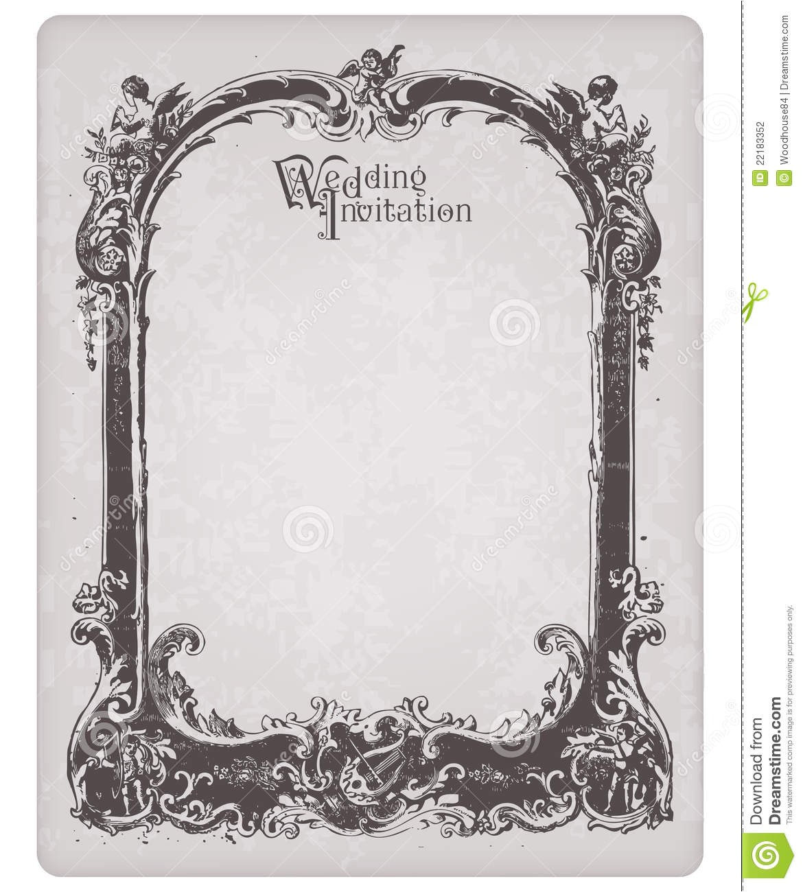 Time Frame for Wedding Invitations Retro Wedding Invitation Postcard with Frame Stock Vector