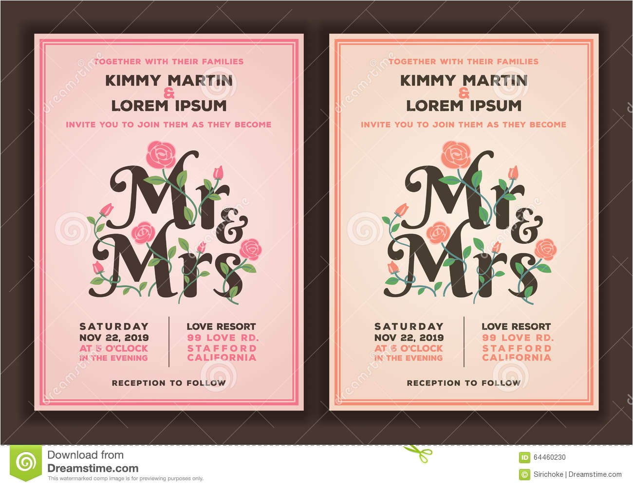 Titles for Wedding Invitations Mr and Mrs Title with Flower Wedding Invitations Template