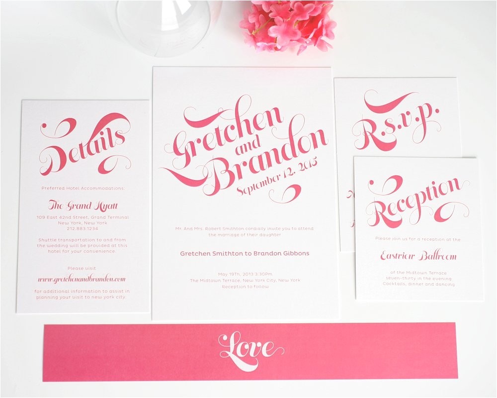 Titles for Wedding Invitations Pink Wedding Invitations with Large Names Wedding