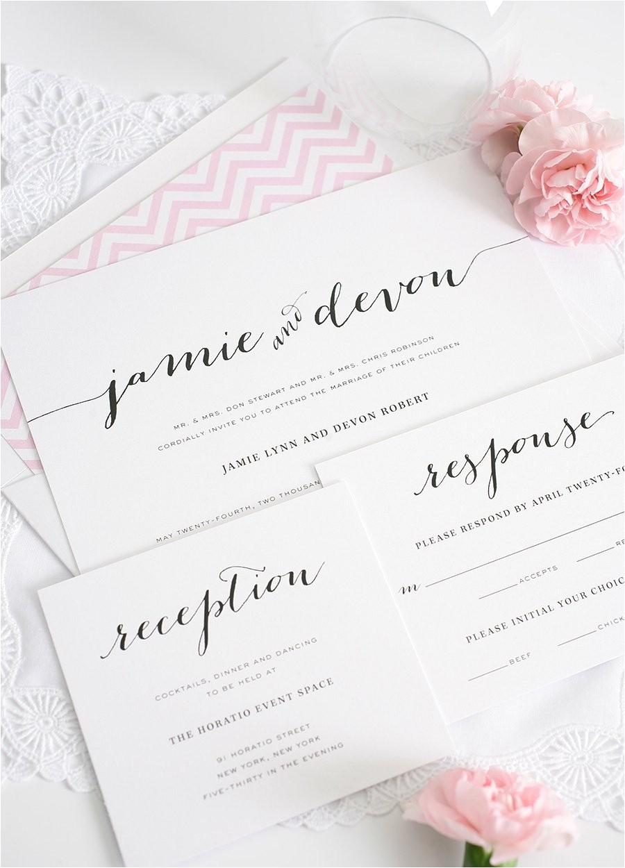 Titles for Wedding Invitations Wedding Invitations with Unique Script Names and A Pink