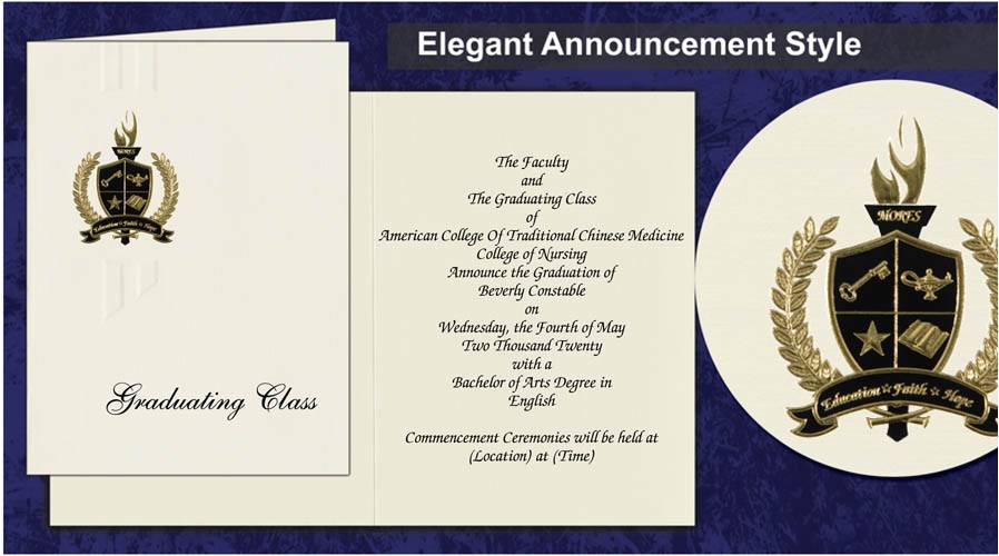 Traditional High School Graduation Invitations American College Of Traditional Chinese Medicine