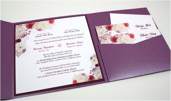 Traditional Vietnamese Wedding Invitations Bilingual English and Vietnamese oriental Wedding