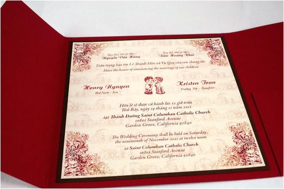 Traditional Vietnamese Wedding Invitations Bilingual English and Vietnamese Tradition Wedding Invitations
