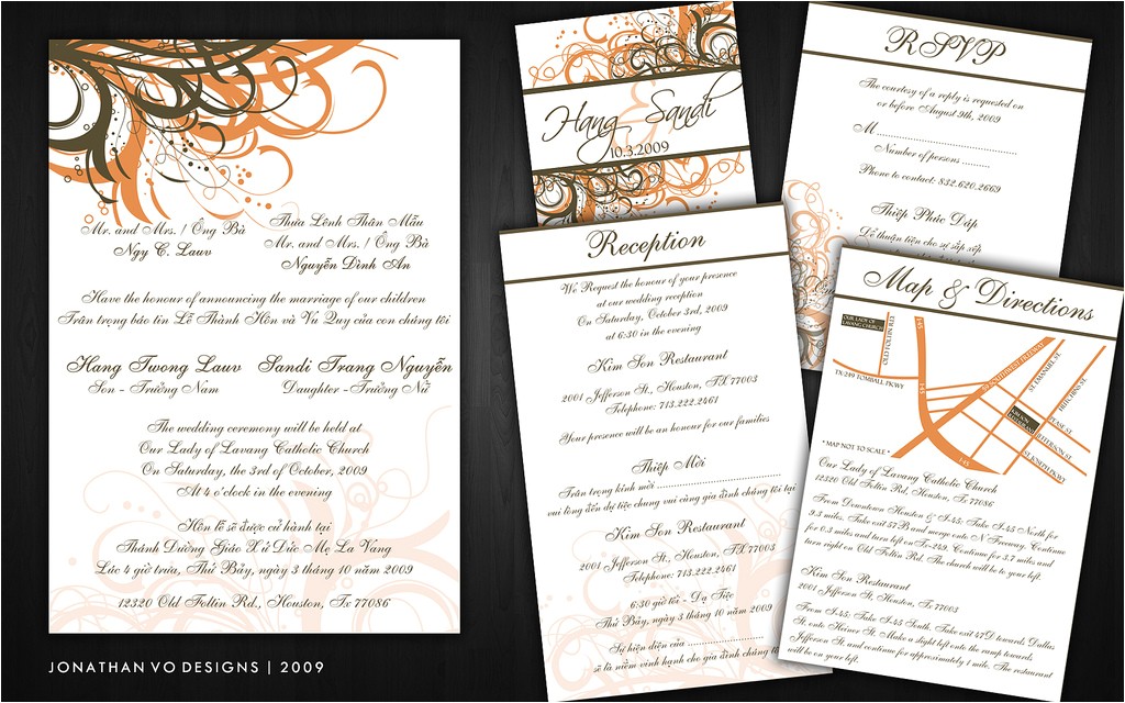 Traditional Vietnamese Wedding Invitations orange and Brown Vietnamese Wedding Invitations Please
