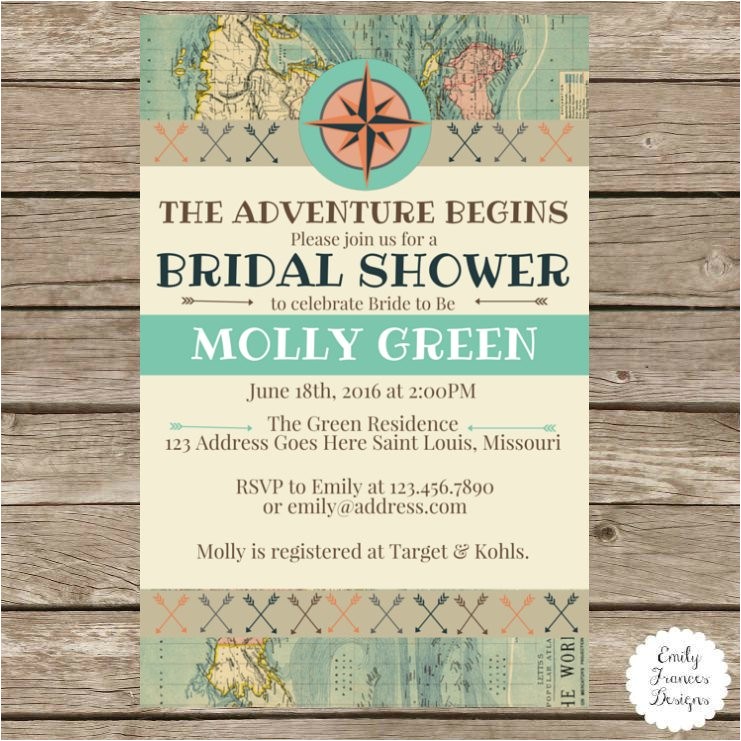 Travel themed Wedding Shower Invitations 5×7 Travel themed Bridal Shower Invitation by