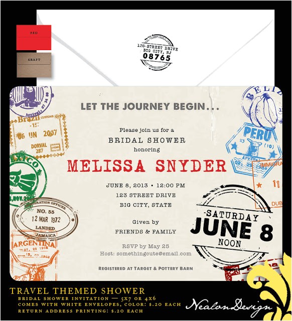 Travel themed Wedding Shower Invitations Bridal Shower Invitations Bridal Shower Invitations