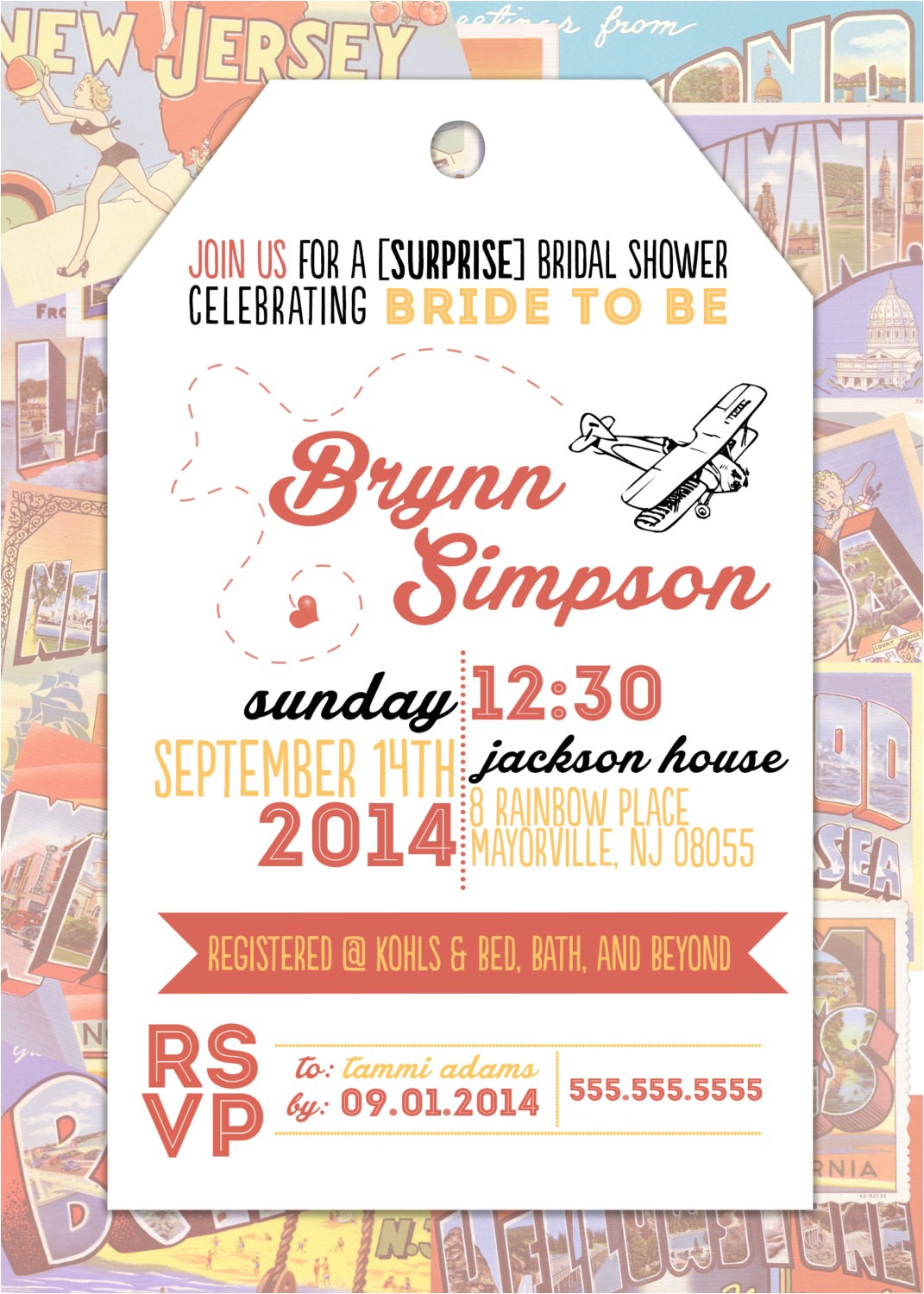 Travel themed Wedding Shower Invitations Travel themed Bridal Shower Invitation