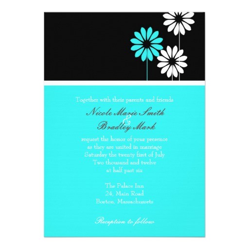 Turquoise Black and White Wedding Invitations Black and Turquoise Daisy Wedding Invitation 5 Quot X 7