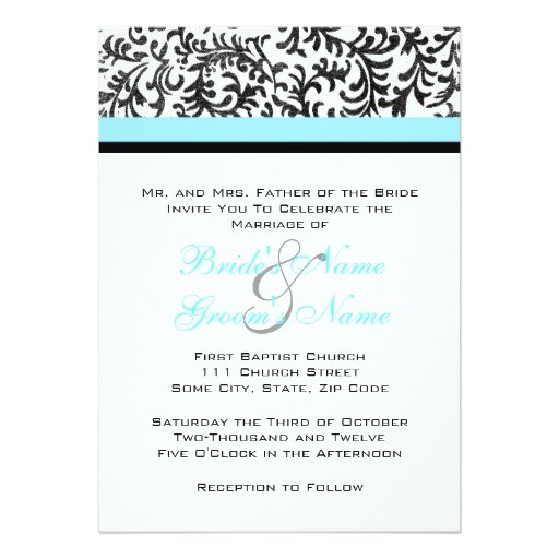 Turquoise Black and White Wedding Invitations Turquoise and Black Wedding Invitation Zazzle