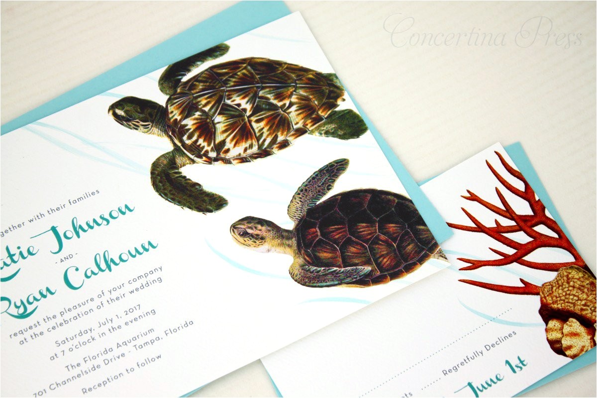 Turtle Wedding Invitations Concertina Press Sea Turtle Beach Wedding Invitations