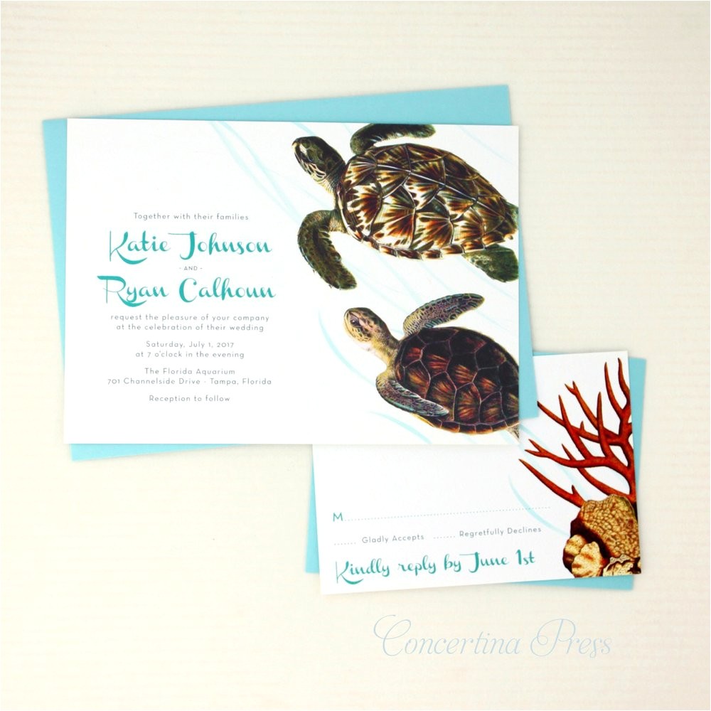 Turtle Wedding Invitations Concertina Press Sea Turtle Beach Wedding Invitations