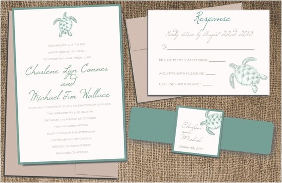 Turtle Wedding Invitations Sea Turtle Wedding Invitation by Littlebopress On Etsy
