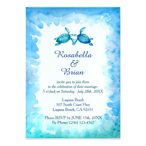 Turtle Wedding Invitations Sea Turtle Wedding Invitations Blue and Green Zazzle