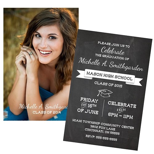 Two Sided Graduation Party Invitations Graduation Party Invitation Any Colors Photo Chalkboard 2