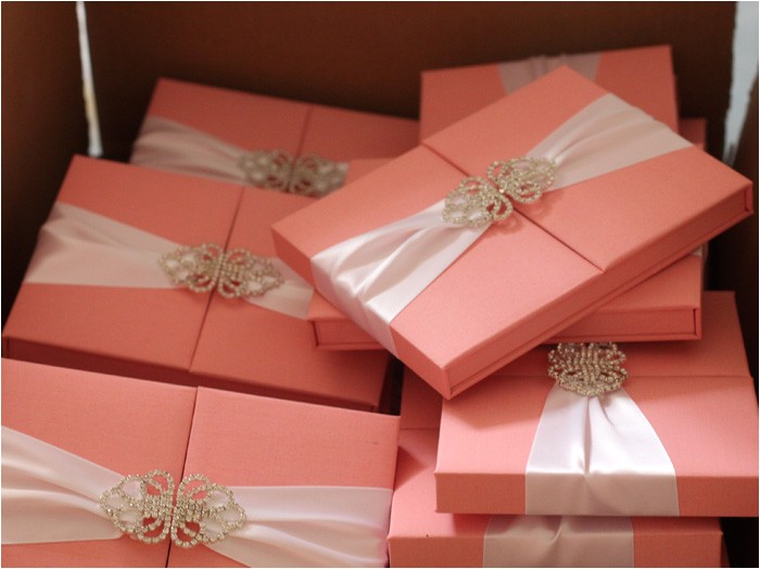 Unique Luxury Wedding Invitations Adorned with Embellishments Douppioni Silk Boxed Invitations