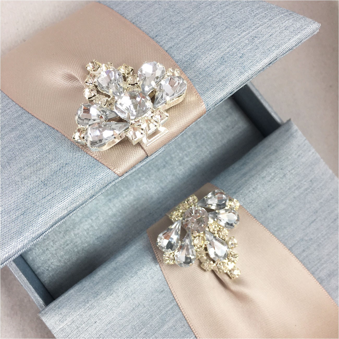 Unique Luxury Wedding Invitations Adorned with Embellishments Mystic Blue Custom Invitation Box with Luxury Diamond