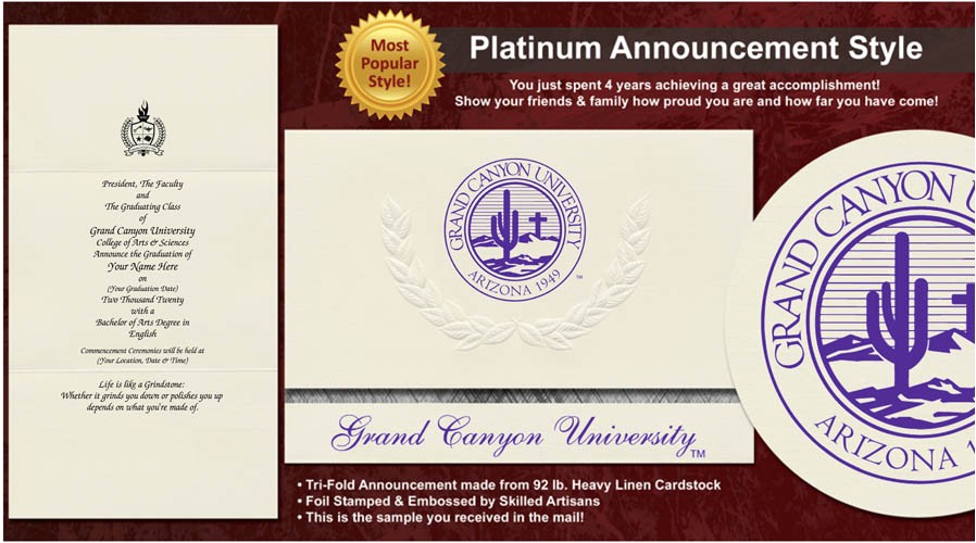 University Of Phoenix Graduation Invitations Grand Canyon University Graduation Announcements Grand