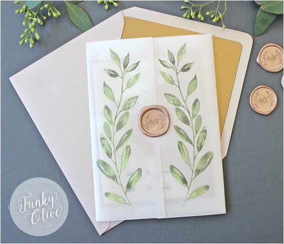 Vellum Wrap for Wedding Invitations Laurel Watercolor Wedding Invitation Vellum Wrap Wax Seal Vellum Wrap for Wedding Invitations Laurel Watercolor Wedding Invitation Vellum Wrap Wax Seal