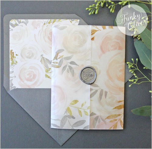 Vellum Wrap for Wedding Invitations Watercolor Floral Vellum Wrap Invitation Suite with Steel Vellum Wrap for Wedding Invitations Watercolor Floral Vellum Wrap Invitation Suite with Steel