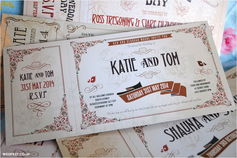 Vintage Ticket Style Wedding Invitations Vintage Ticket Wedding Invitations Wedfest