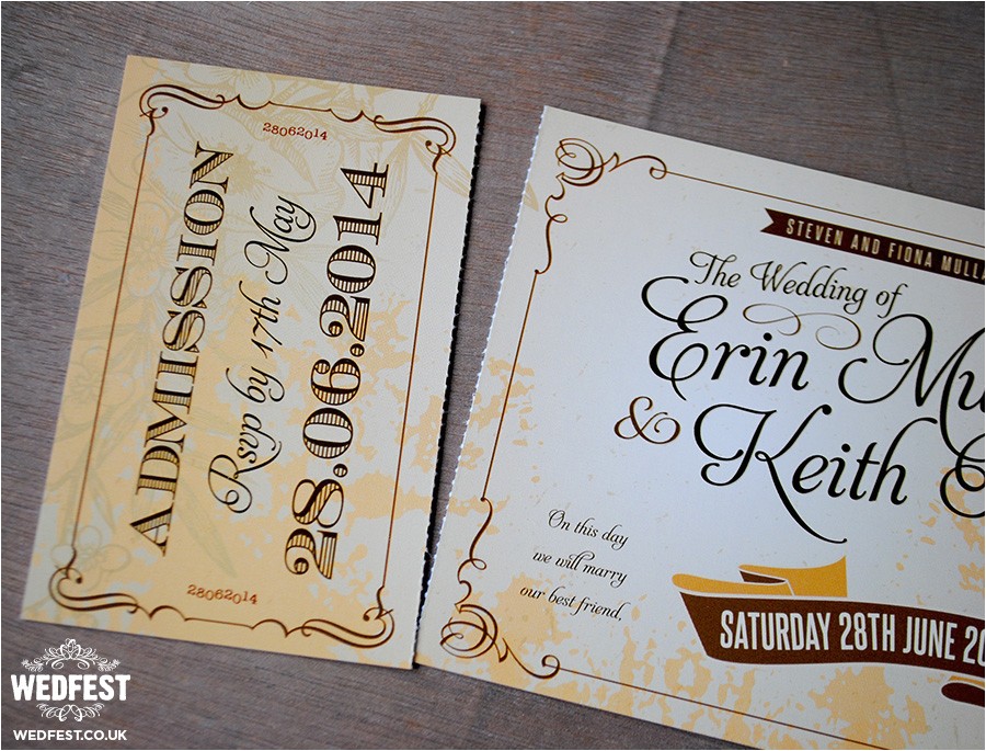 Vintage Ticket Style Wedding Invitations Vintage Ticket Wedding Invites Wedfest