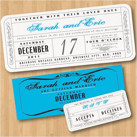 Vintage Ticket Style Wedding Invitations Vintage Wedding Ticket Style Invitations Diy Set