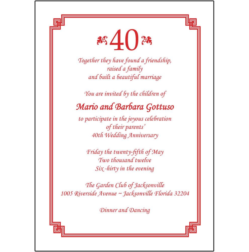 Wedding Anniversary Invitations In Spanish 40th Anniversary Invites 40th Anniversary Invite Wording Wedding Anniversary Invitations In Spanish 40th Anniversary Invites 40th Anniversary Invite Wording