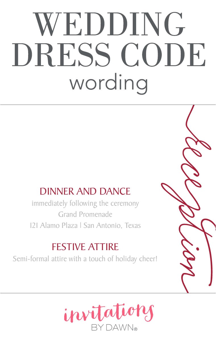 Wedding Invitation attire Wording Wedding Dress Code Wording Invitations by Dawn