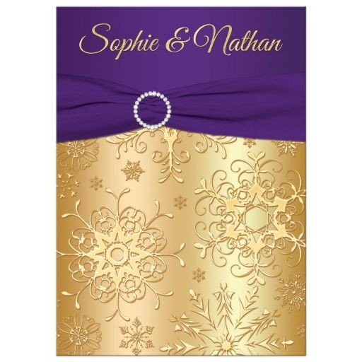 Wedding Invitation Jewels Winter Wedding Invitation Purple Gold Snowflakes Wedding Invitation Jewels Winter Wedding Invitation Purple Gold Snowflakes