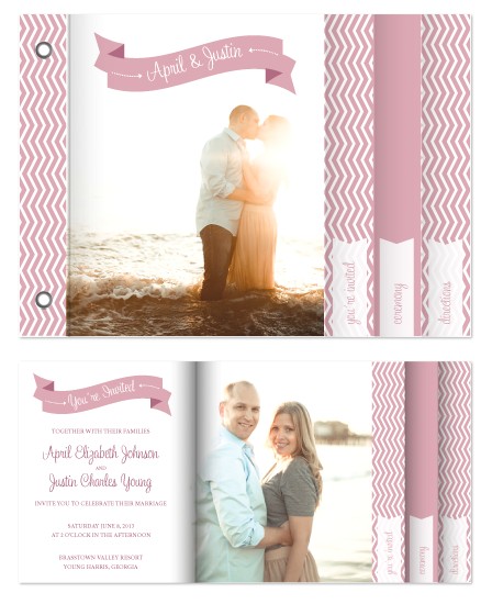 Wedding Invitation Minibook Minibook Cards Chevron Banner Wedding Invitation at