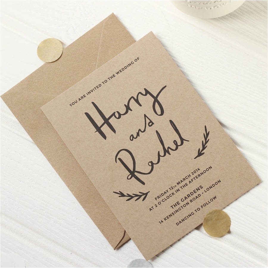 Wedding Invitation Name order Floral Kraft Wedding Invite by Old English Company